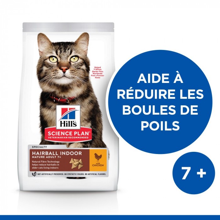 HILL'S Science Plan Hairball Indoor Mature Adult 7+ au Poulet - Croquettes pour chat
