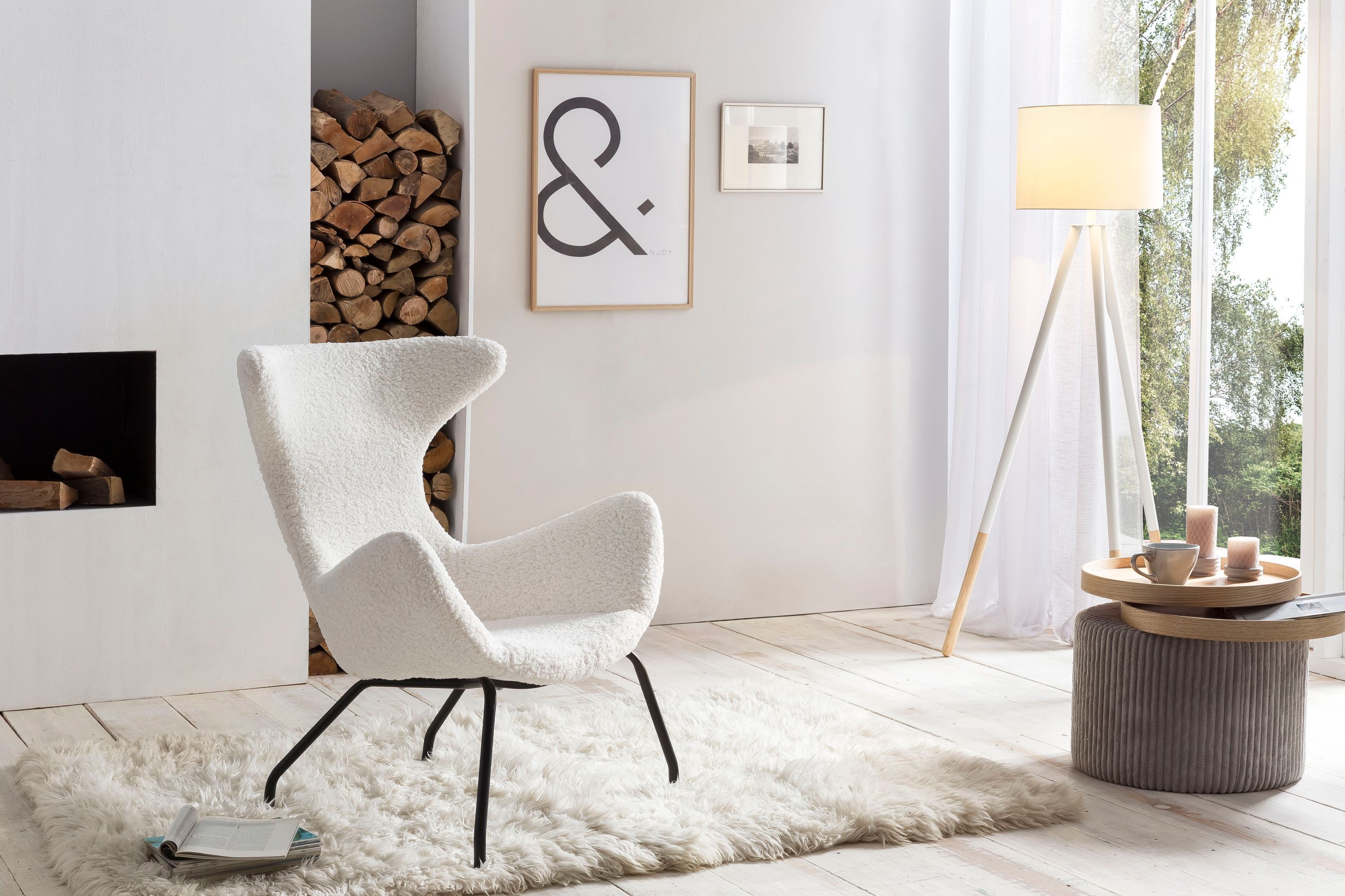 Relaxsessel Teddyfell weiß Relaxsessel Polstersessel Ohrensessel Loungesessel