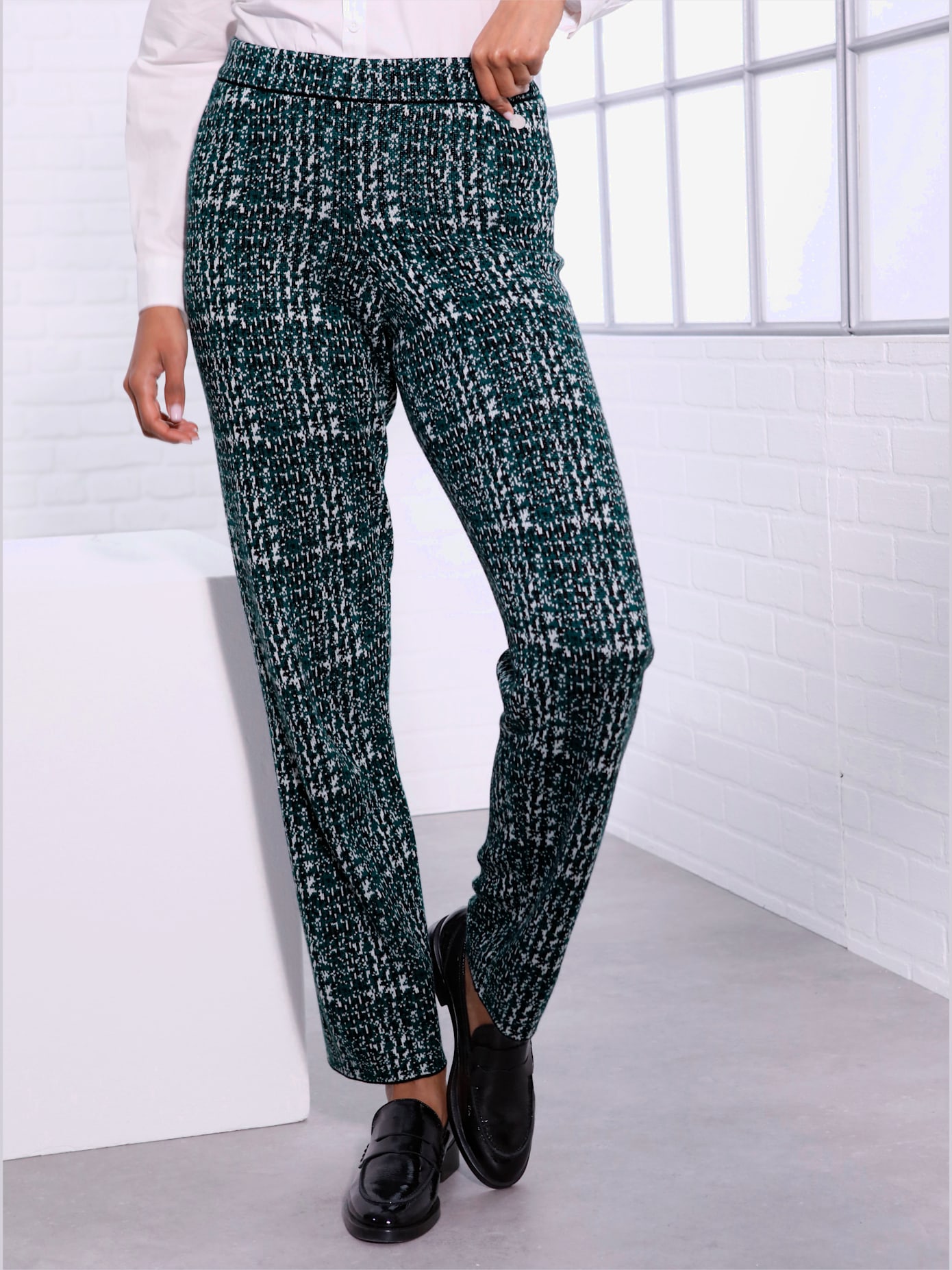 Pantalon en tricot en lyocell et viscose tricot jacquard de qualité