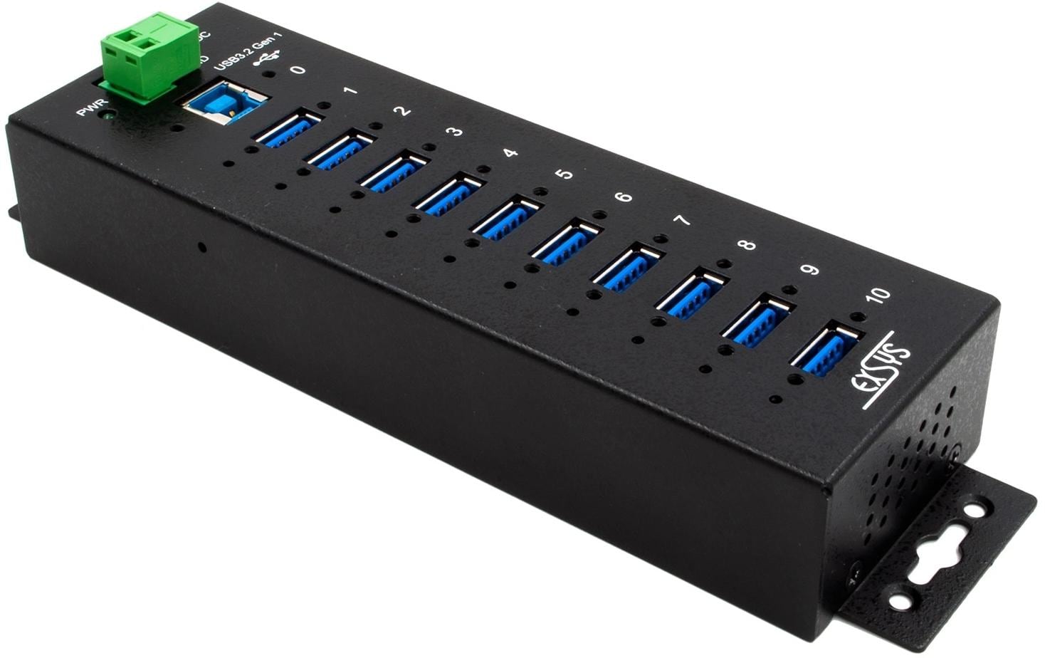 USB-Hub Managed Shareable USB 3.2 Gen 1 Hub 10-Port<br>Managed, Netzwerk-teilbarer 10-Port USB 3.2 Gen 1 Metall HUB, 15KV ESD Schutz (DIN-Rail)