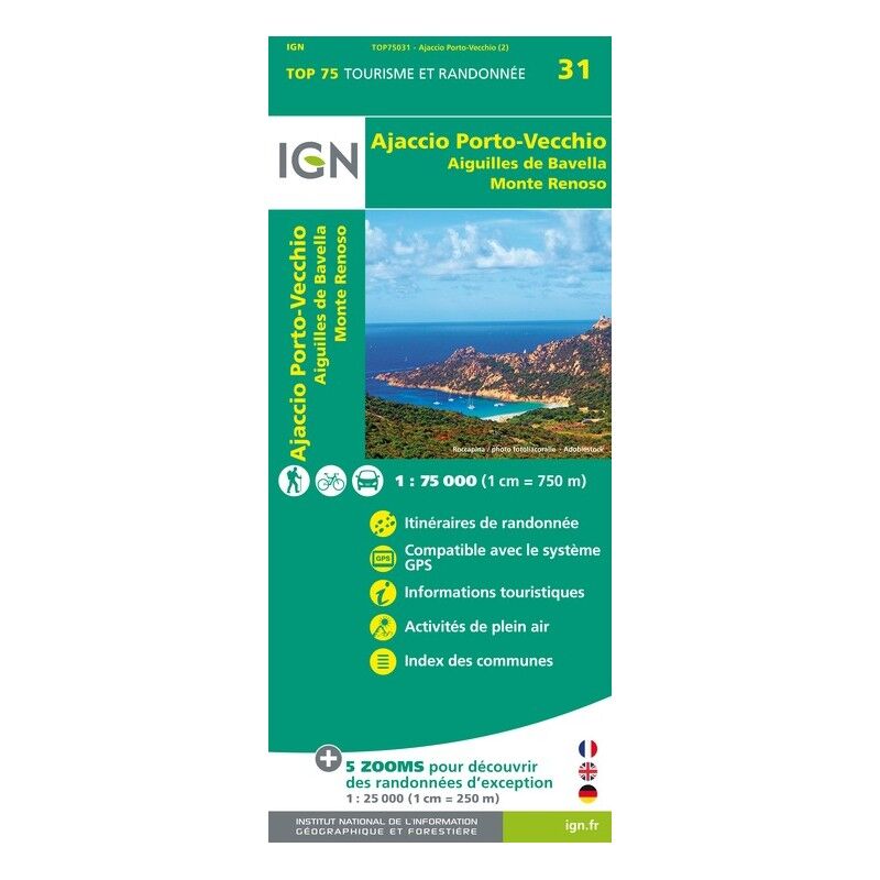 Ajaccio / Porto Vecchio / Aiguilles De Bavella / Monte Renoso - Carte topographique