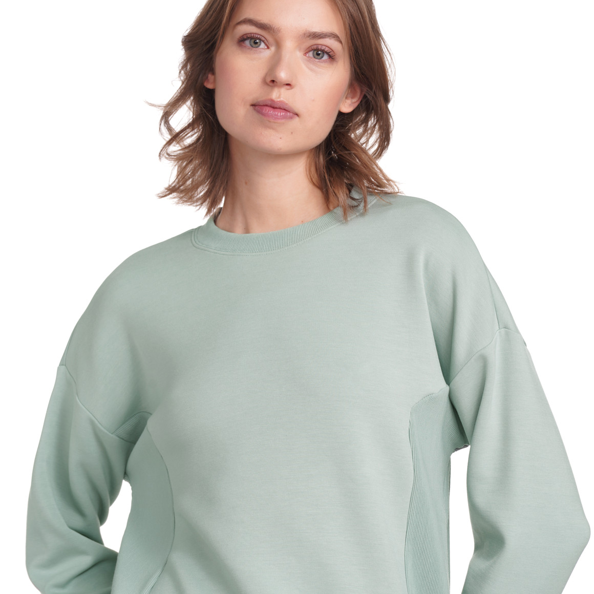Gina Collection Damen Sweatshirt mit gerippten Einsätzen hellgrün