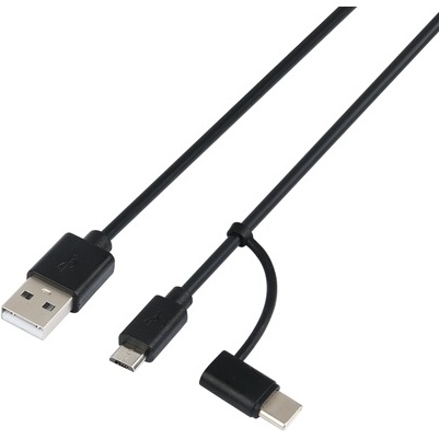 Connectique et chargeurs pour tablette Accsup Chargeur secteur + Cable Micro USB et USB-C Noir
