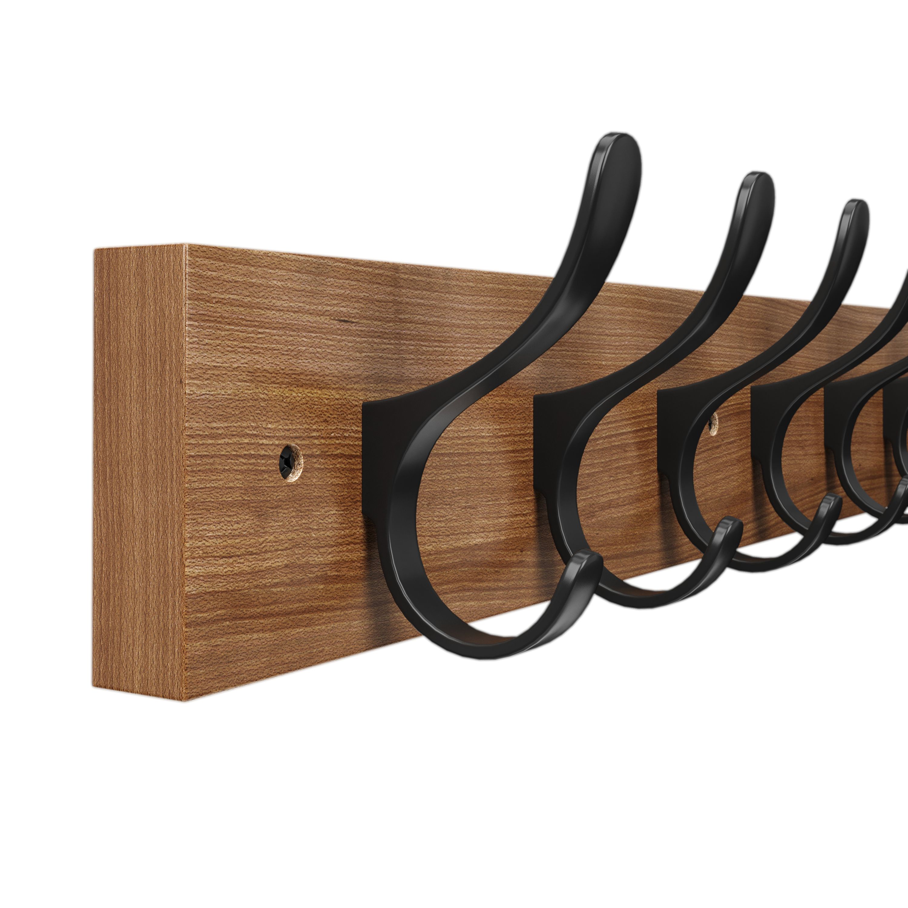 Wandgarderobe Holz BERGAMO mit 6 Haken 44 x 8 cm