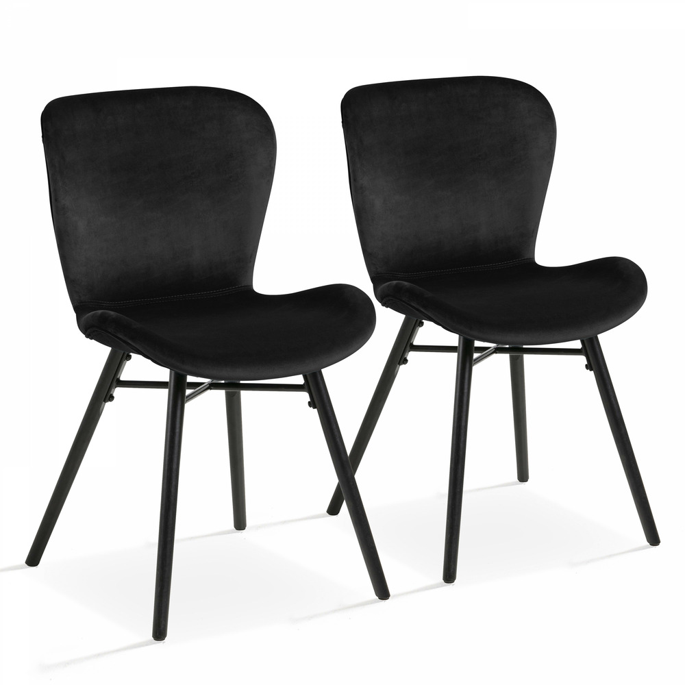 Lot de 2 chaises en velours noir