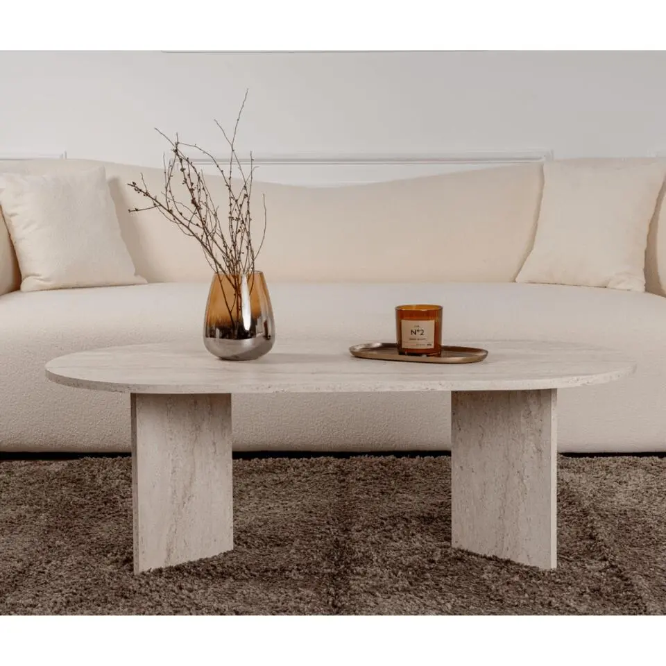 CALICOSY - Salontafel IRIS - Travertijn - 39,8x119x60 cm