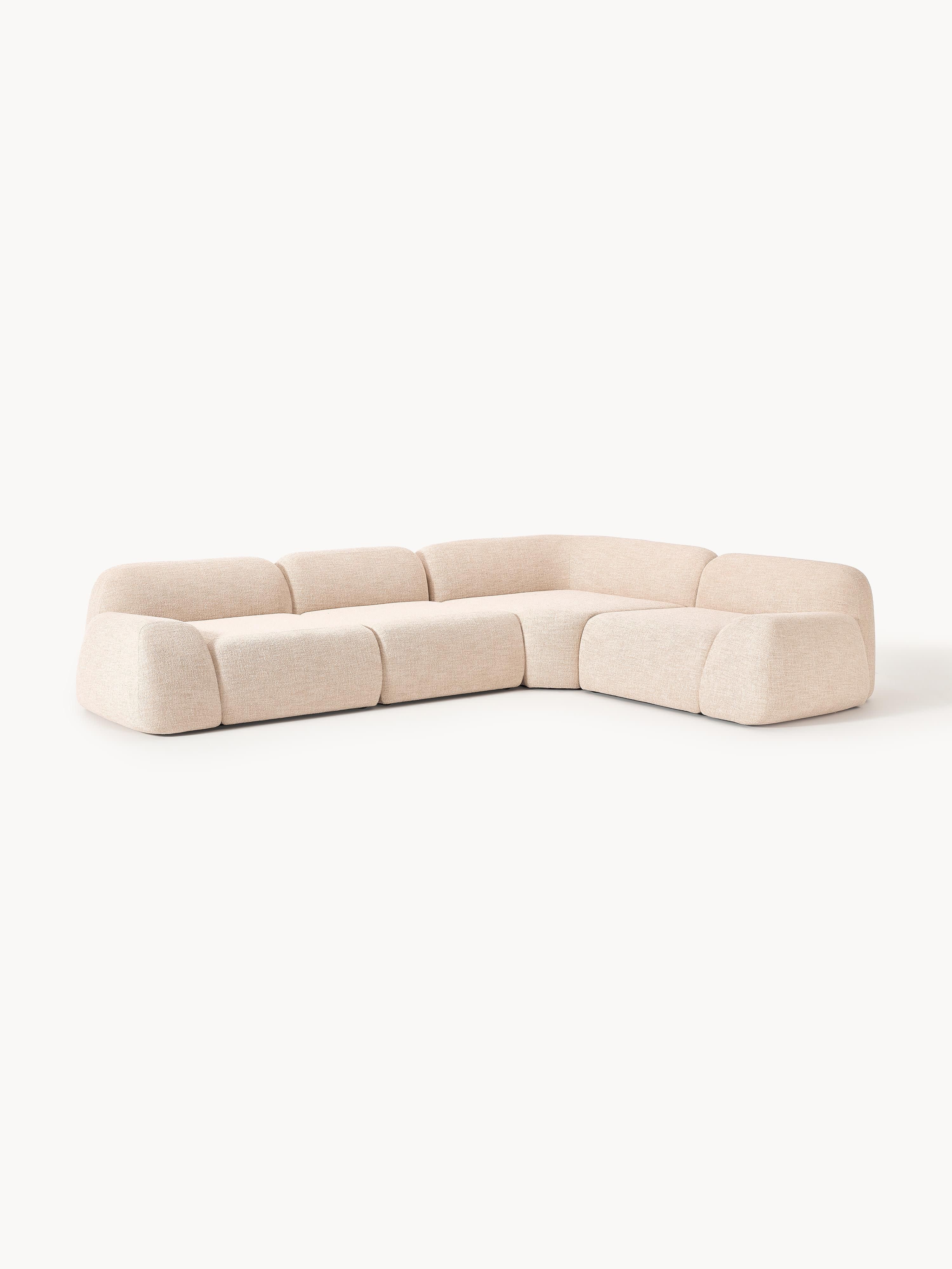 Modulaire hoekbank Wolke (4-zits) van bouclé