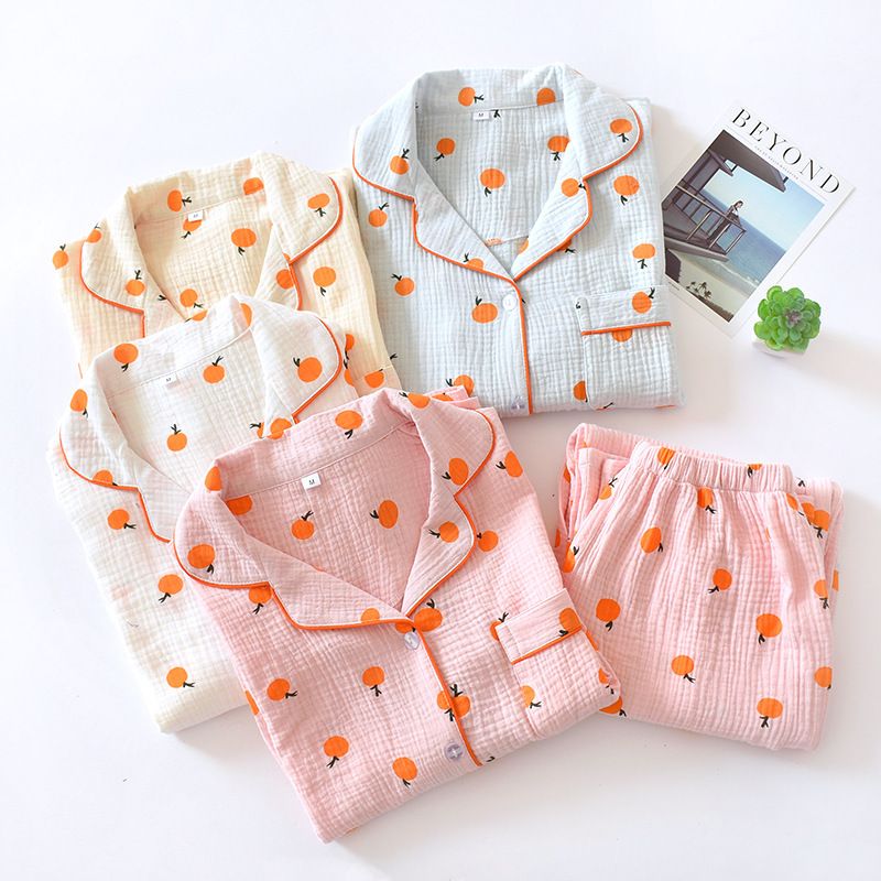 Somnus - Pyjamaset: Oranje print shirt + broek