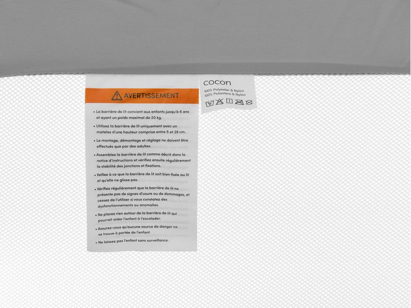 COCON Bettgitter Grau 120 x 68 cm Bettschutzgitter für Ihr Kind