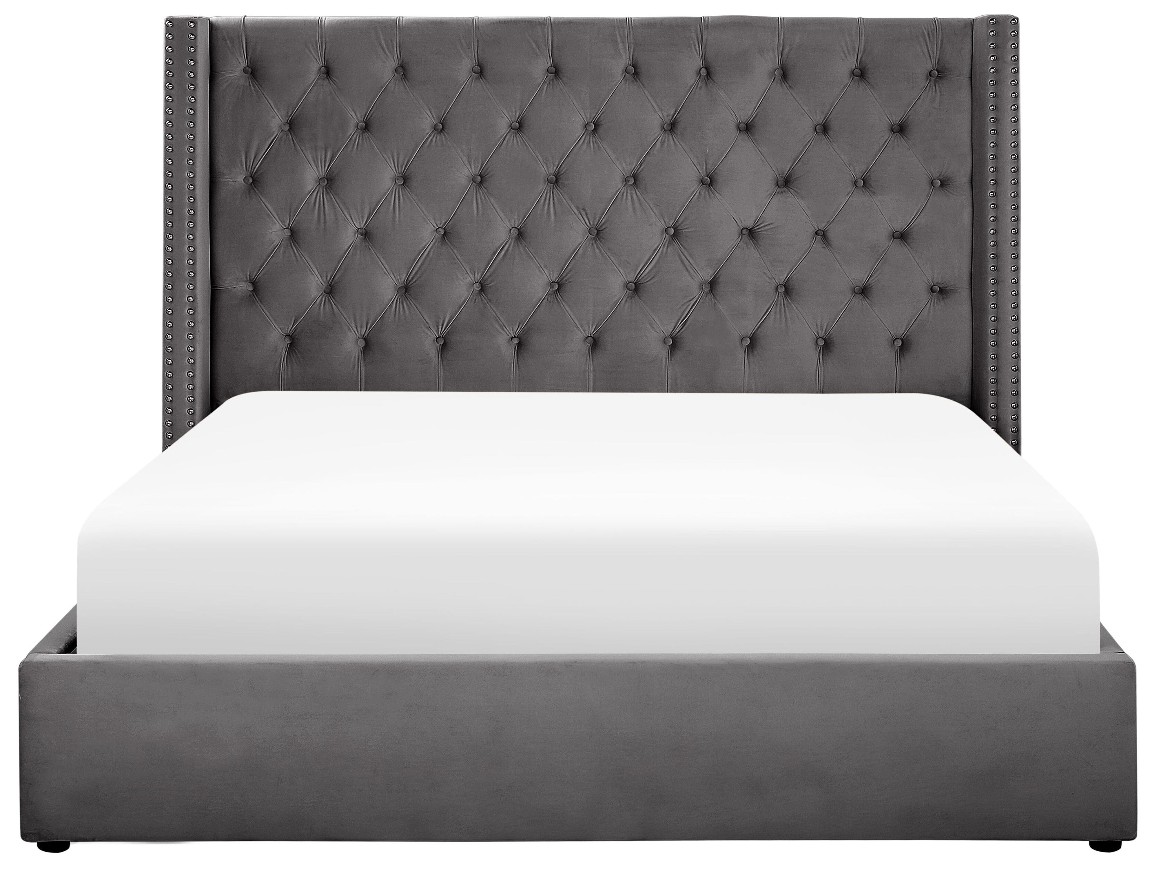Bed met opbergruimte Fluweel LUBBON 180 x 200 cm Grijs