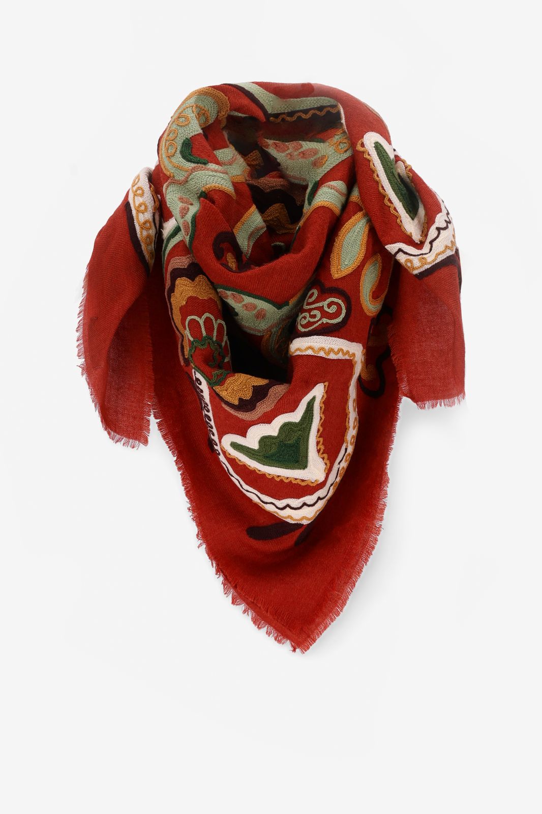 Donkerrode sjaal met embroidery
