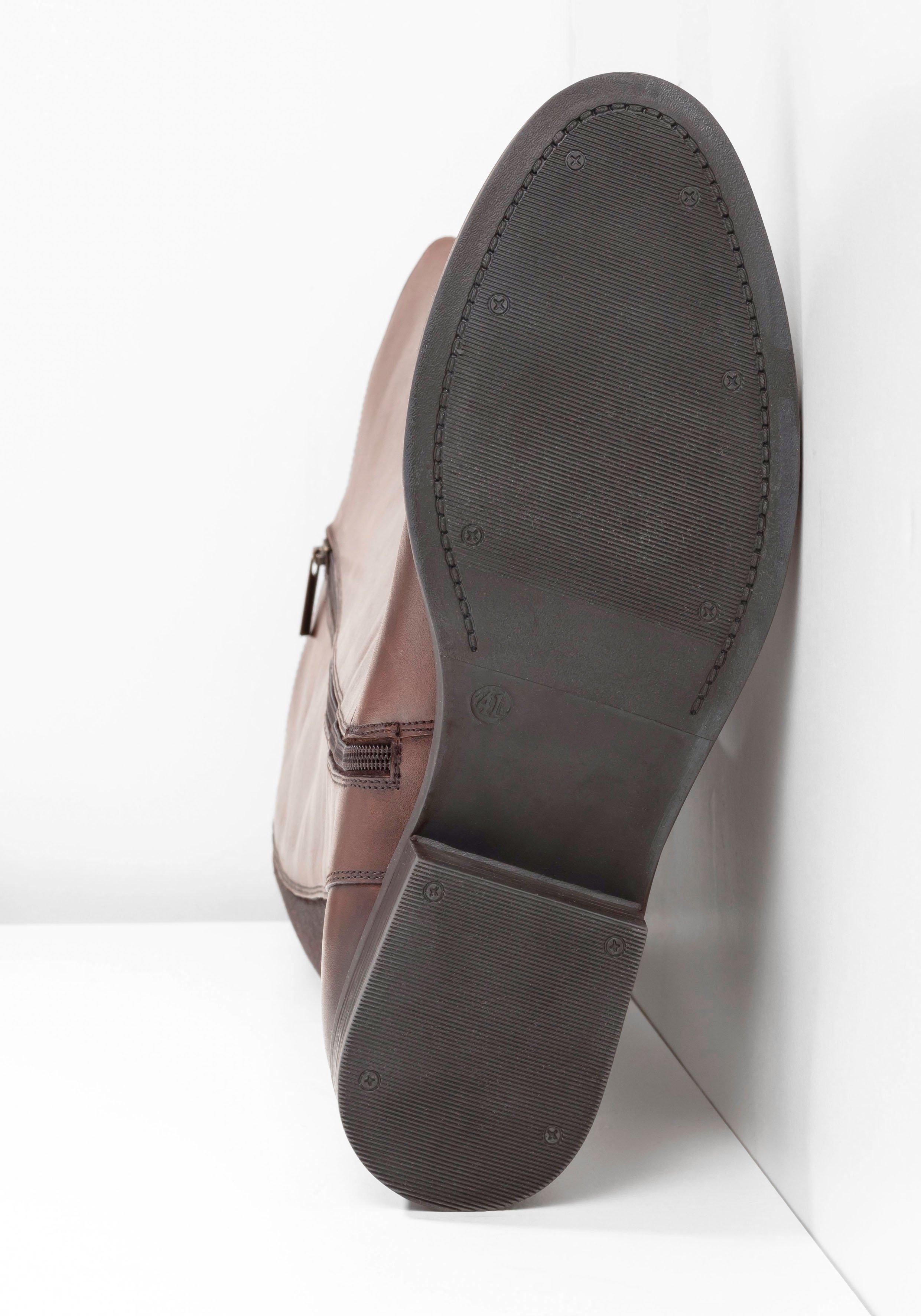 Weitschaftstiefel aus Leder mit Stretch-Einsatz