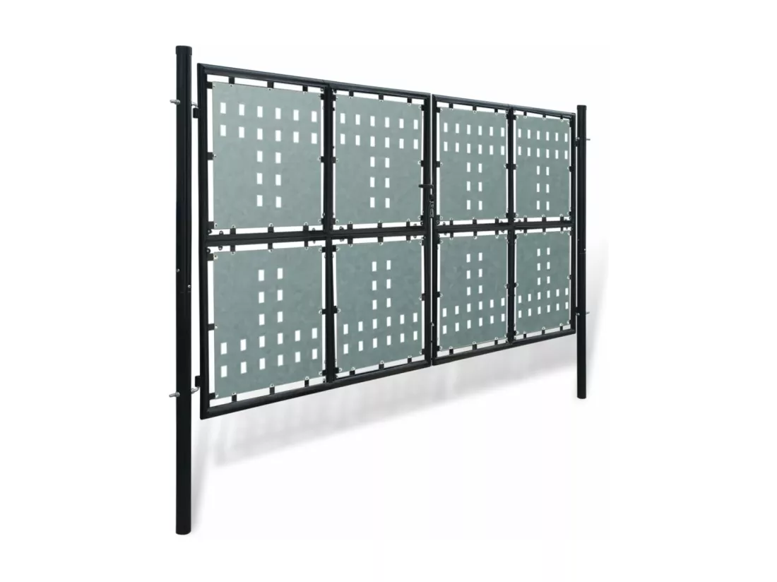 Portail simple de cl?ture Noir 300x200 cm