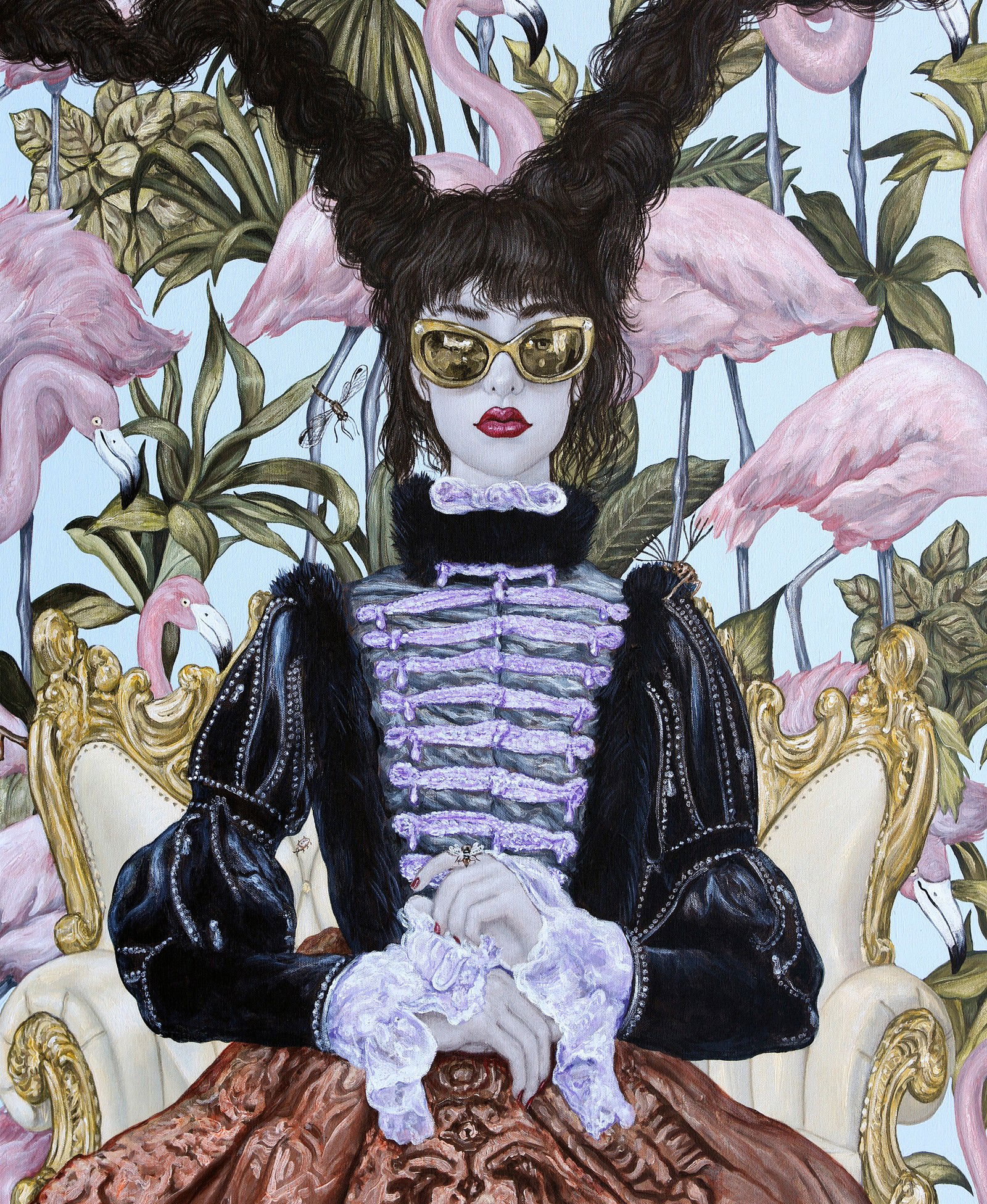 Girl with Pink Flamingos by Carlos Gamez De Francisco - Limited Edition. Edition of: 150. Signed.