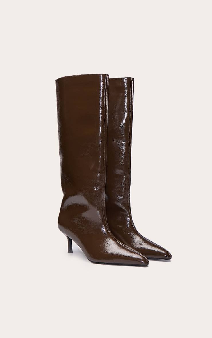 Vert Olive Botte Haute À Talon Bobine En Synthétique