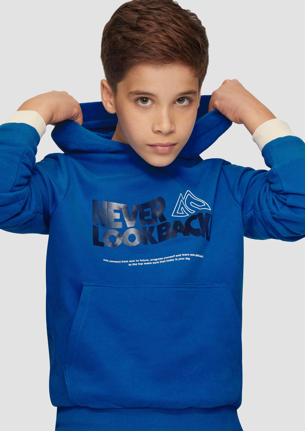 s.Oliver hoodie met printopdruk blauw