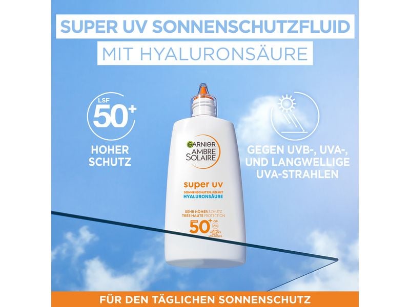 Garnier Ambre Solaire Sonnencreme Sensitive expert  LSF 50 Wasserfestes Sonnenfluid speziell für Gesicht und Dekolleté