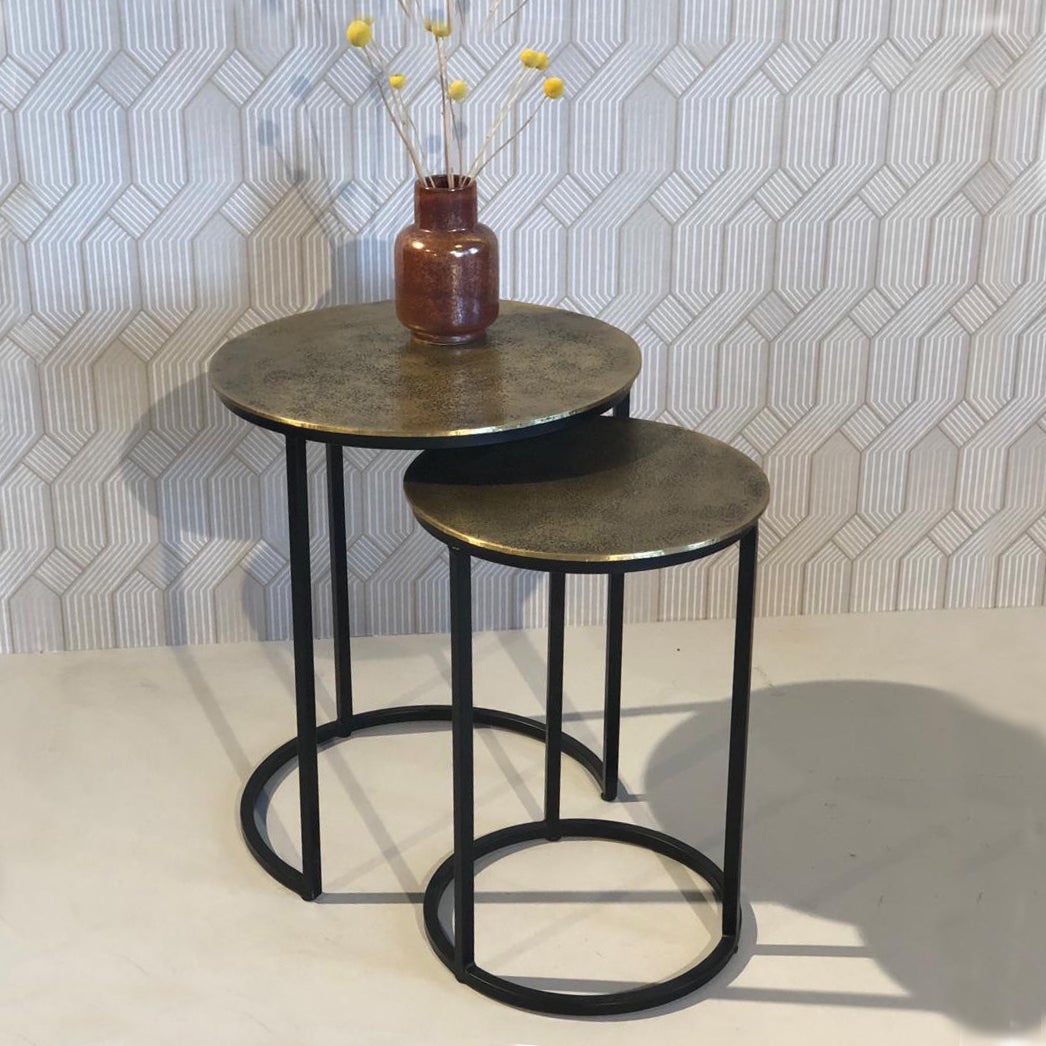 Livingfurn bijzettafel Beau goud / zwart D 35 H 40 cm