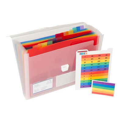Exacompta Crystal - Valisette trieur à soufflet 13 comp - A4 - à onglets - blanc transparent