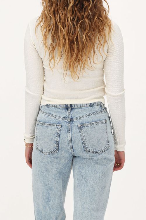Witte top met lange mouwen & structuur