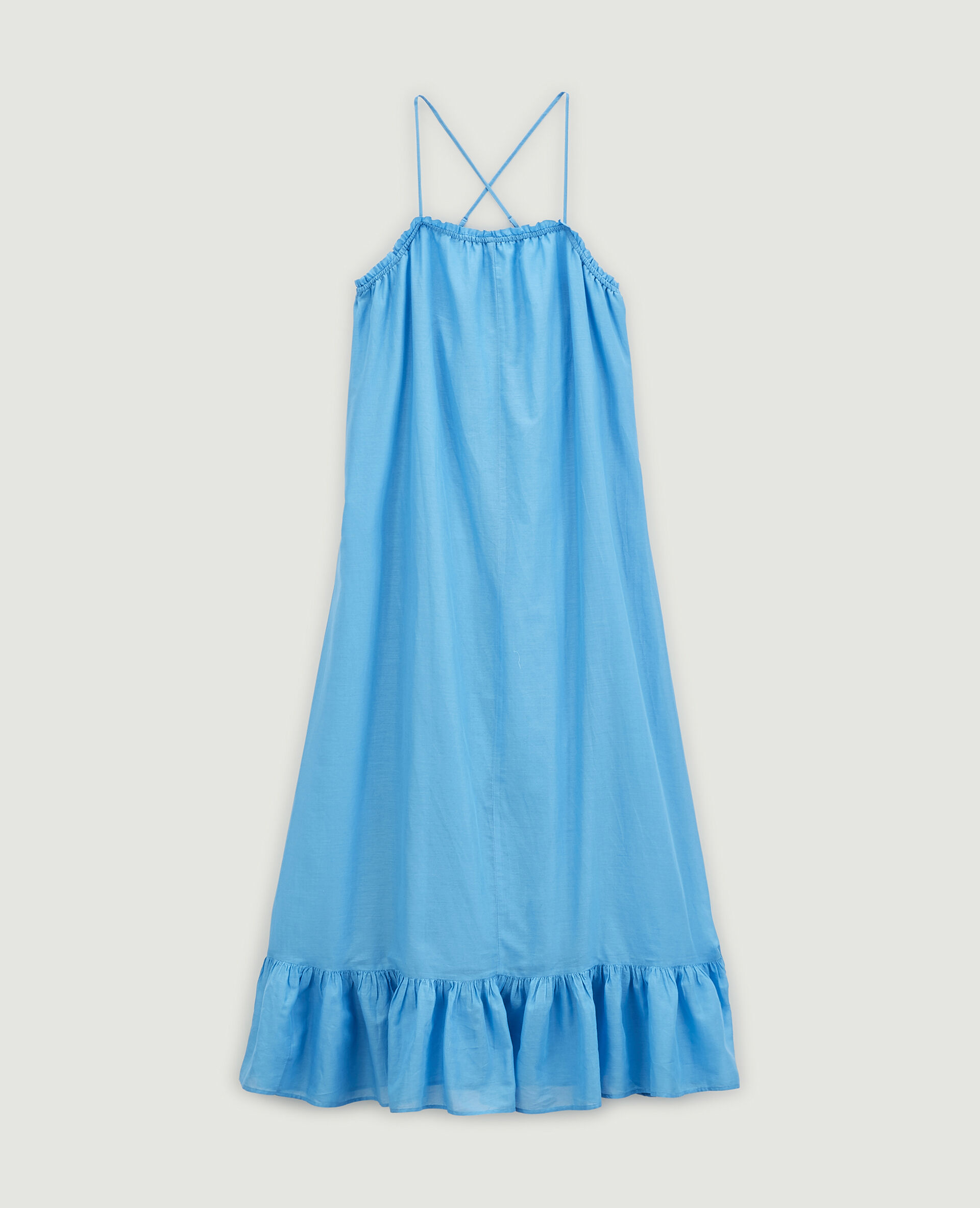 Robe longue à volants - Bleu