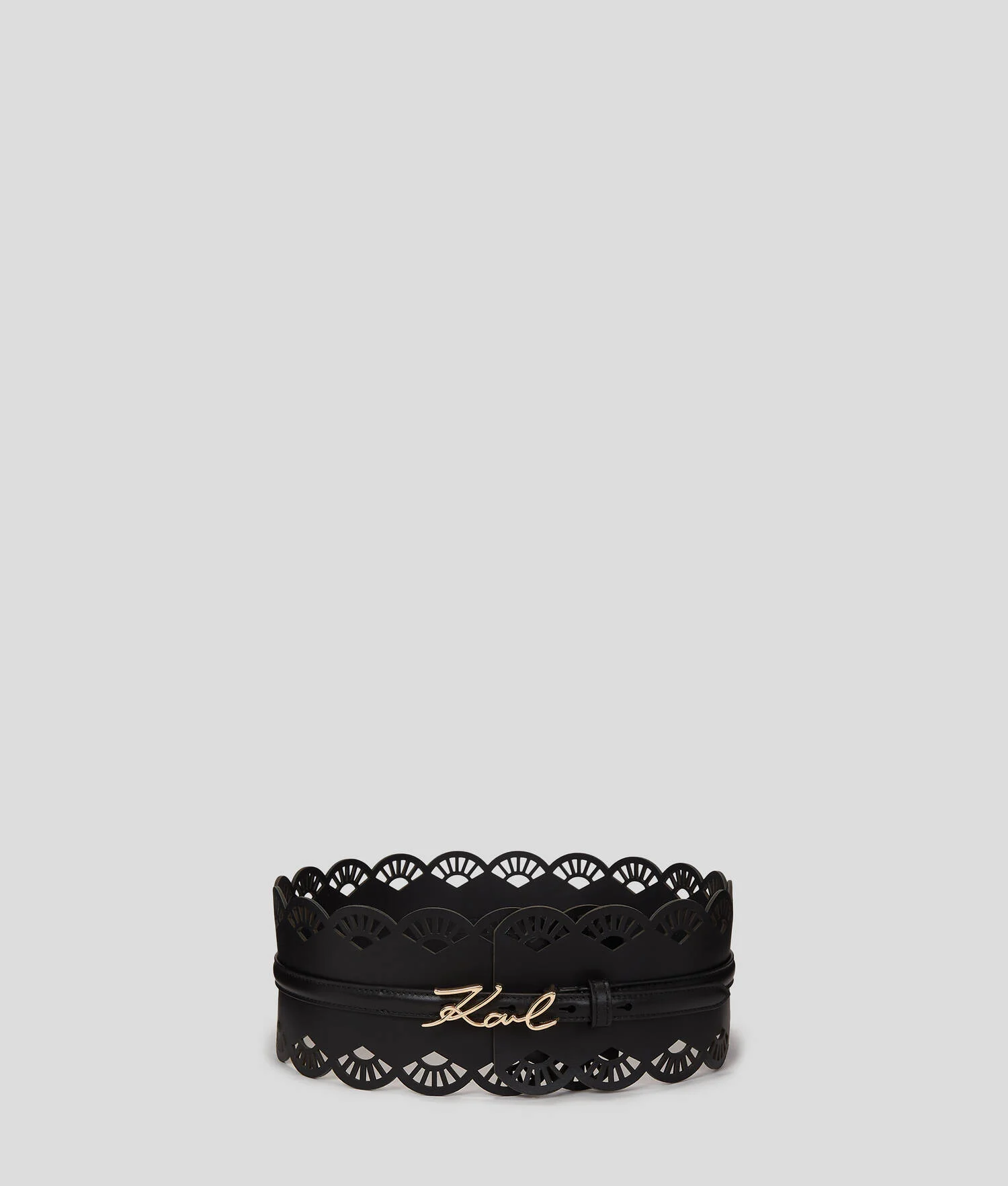 CEINTURE LARGE À MOTIF ÉVENTAIL K/SIGNATURE