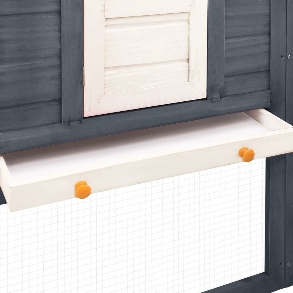 Clapier cage d'extérieur 250 x 192 x 105 cm avec piste gris et blanc bois de sapin