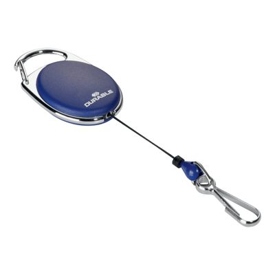 Durable - Enrouleur mousqueton de badge - bleu