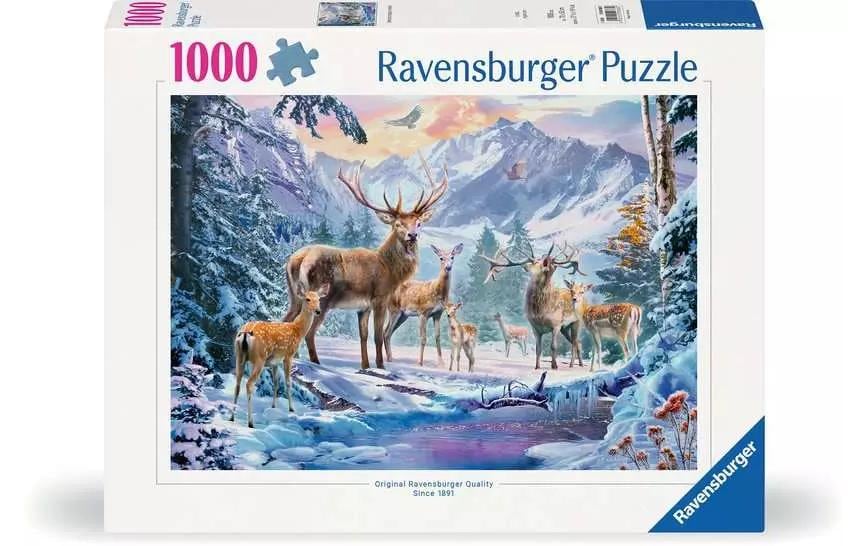 Puzzle Rehe und Hirsche im Winter 1000 TeileKlassisches Puzzlespiel mit Premium-Qualität