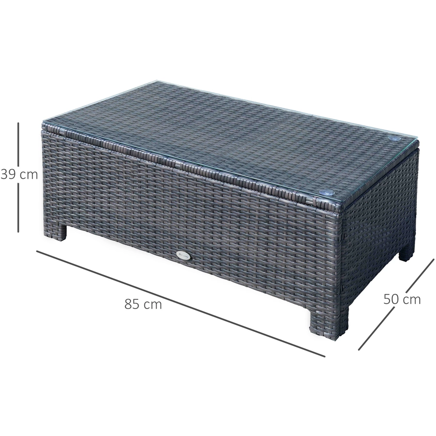 Outsunny Rattan Beistelltisch braun