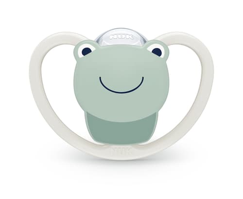 NUK Space Silikon-Schnuller, kiefergerechte Form, 0-6 Monate, 2 Stück, beige & mint
