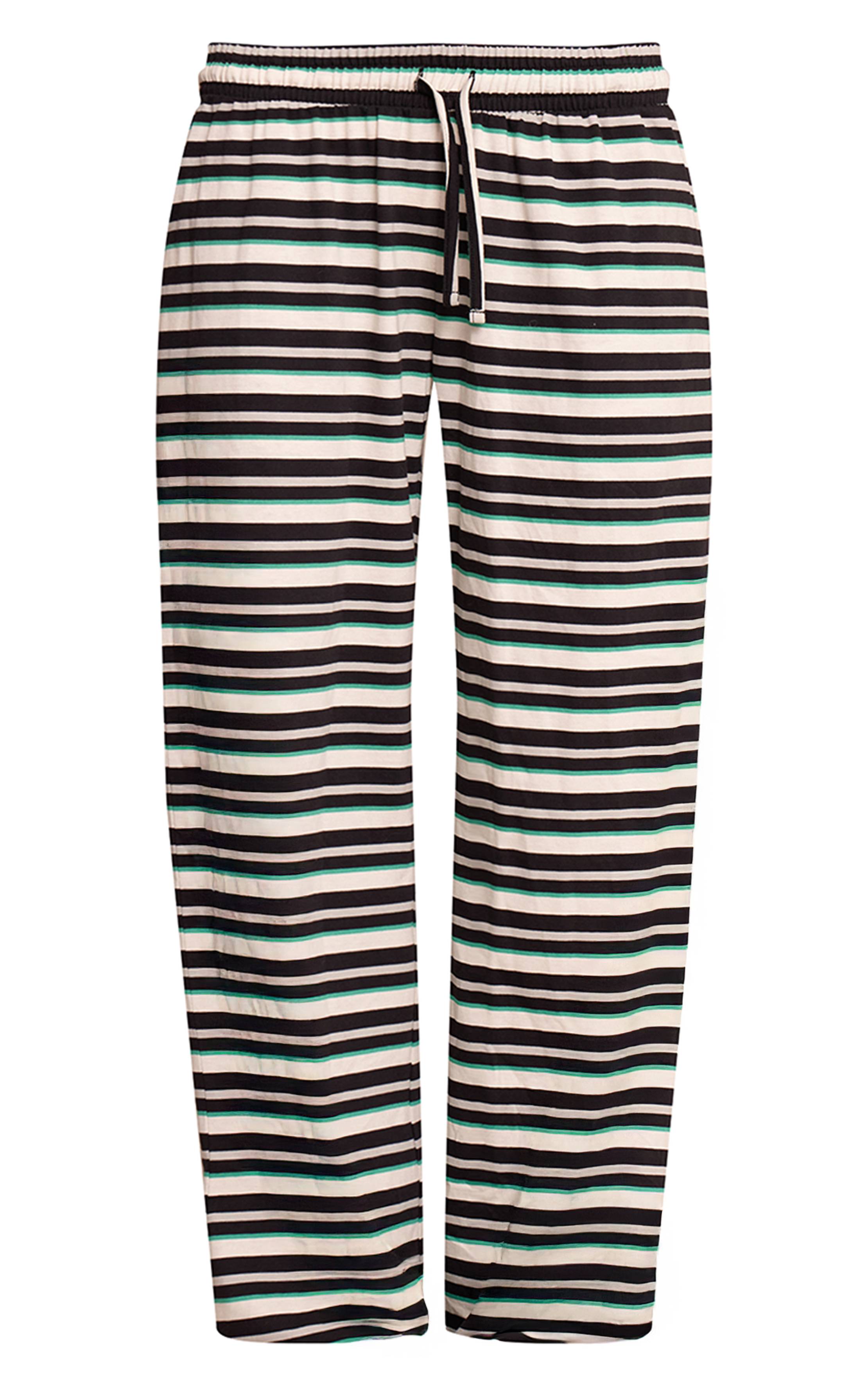 Noir Pantalon Large À Rayures Avec Cordon De Serrage Ensemble Coordonné