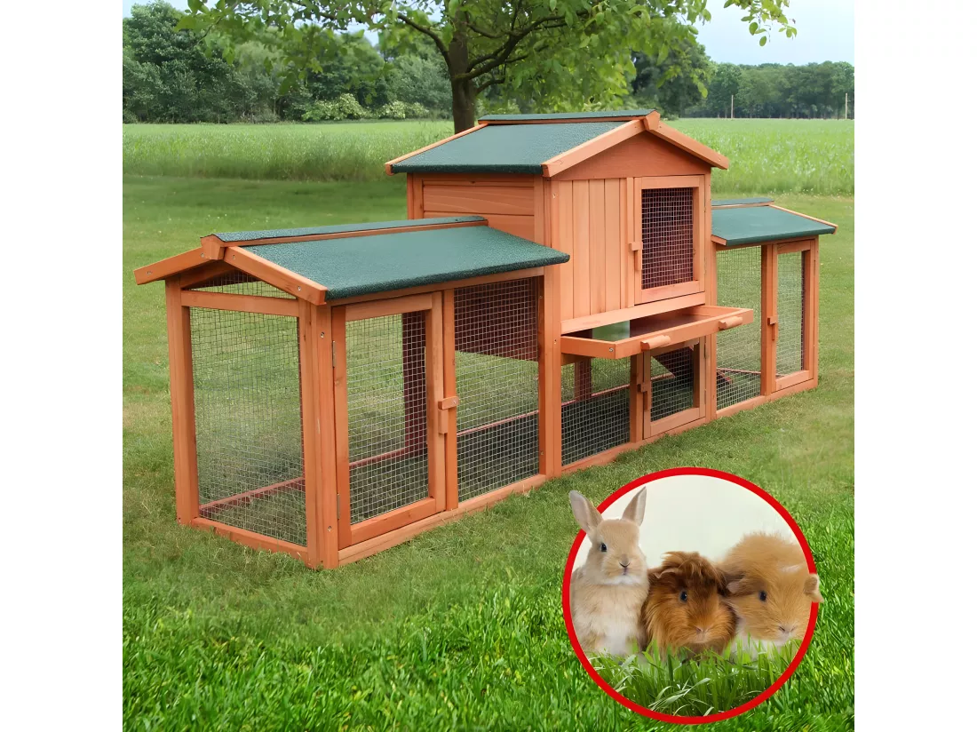 Cage Clapier Enclos lapin 203 x 53 x 85,5 cm petits animaux Modele XXL 040 BB LOISIR