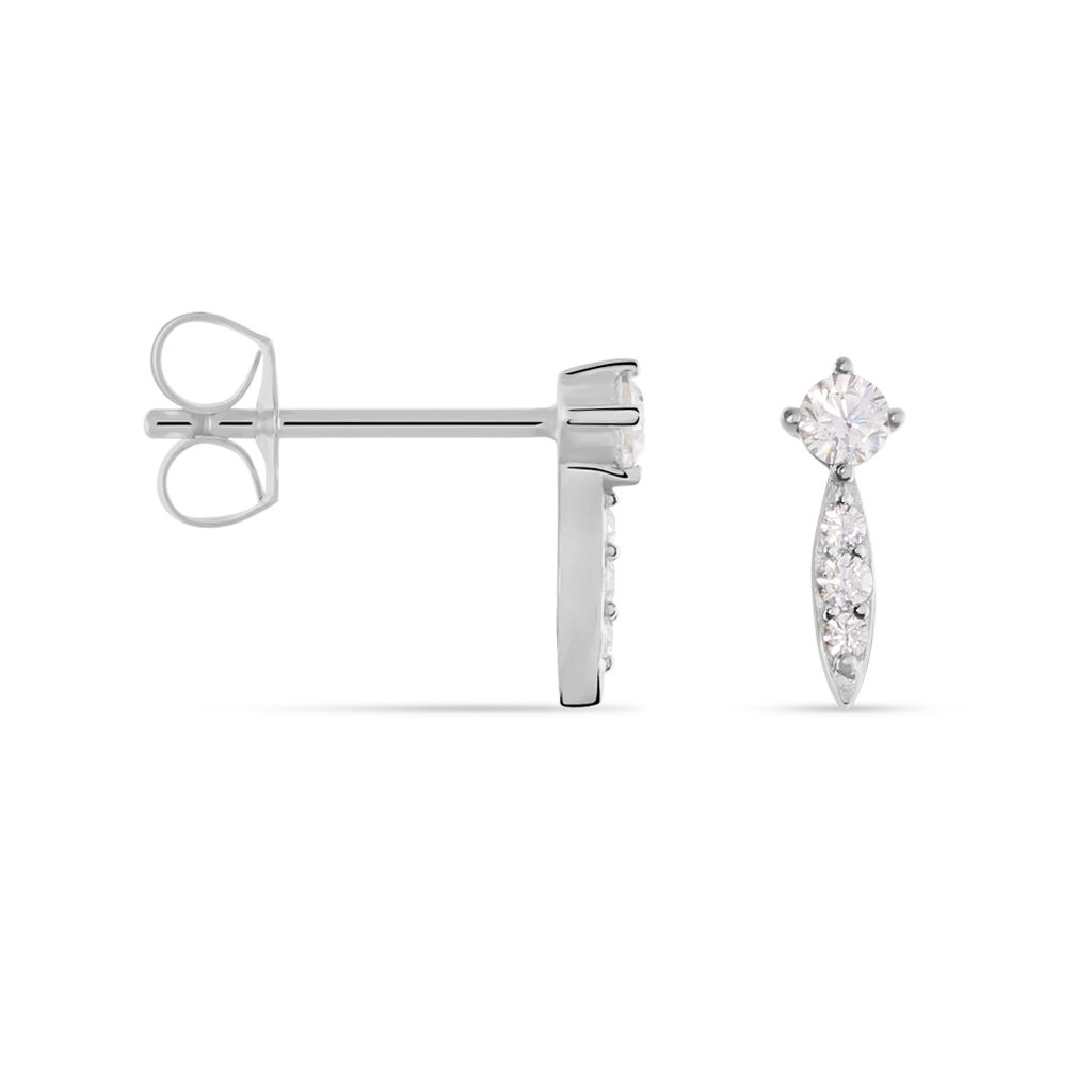 Boucles D'oreilles Puces Bormana Argent Blanc Oxyde De Zirconium