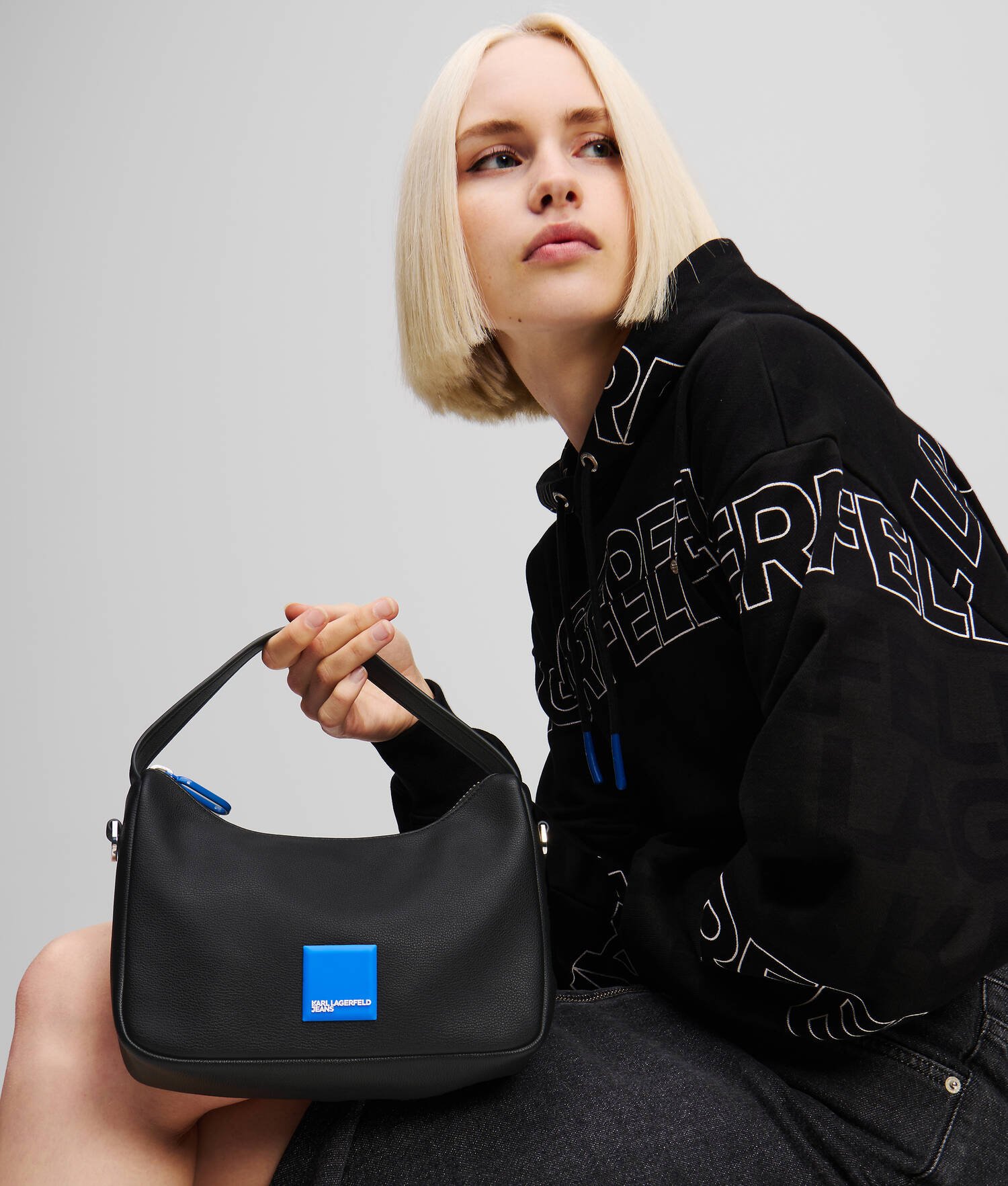 MINI SAC BESACE AVEC LOGO ENCADRÉ KLJ - Noir