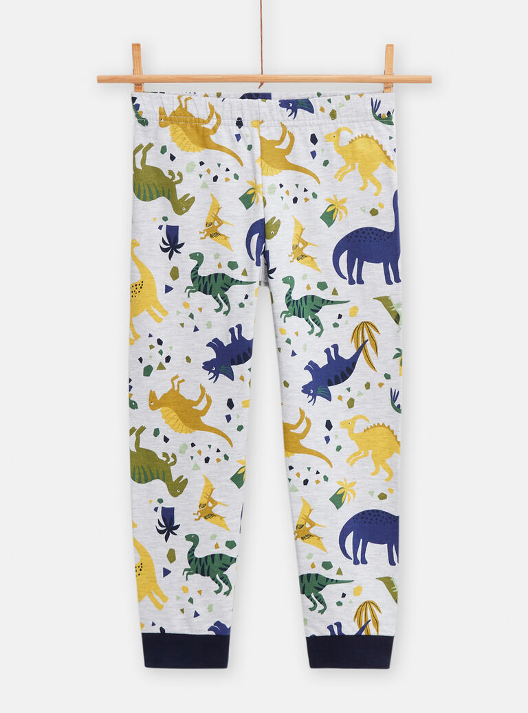Pyjama gris chiné animation dinosaure pour garçon