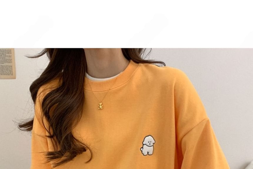 SeoulPop - Losvallend sweatshirt met geborduurde hond