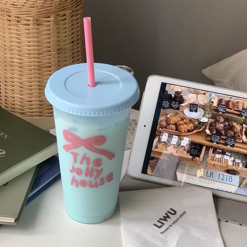 Tuhat - Beletterde plastic drinkbeker met rietje (verschillende ontwerpen)