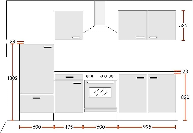 idealShopping Küchenblock mit Elektrogeräten Classic 270 cm in lava matt