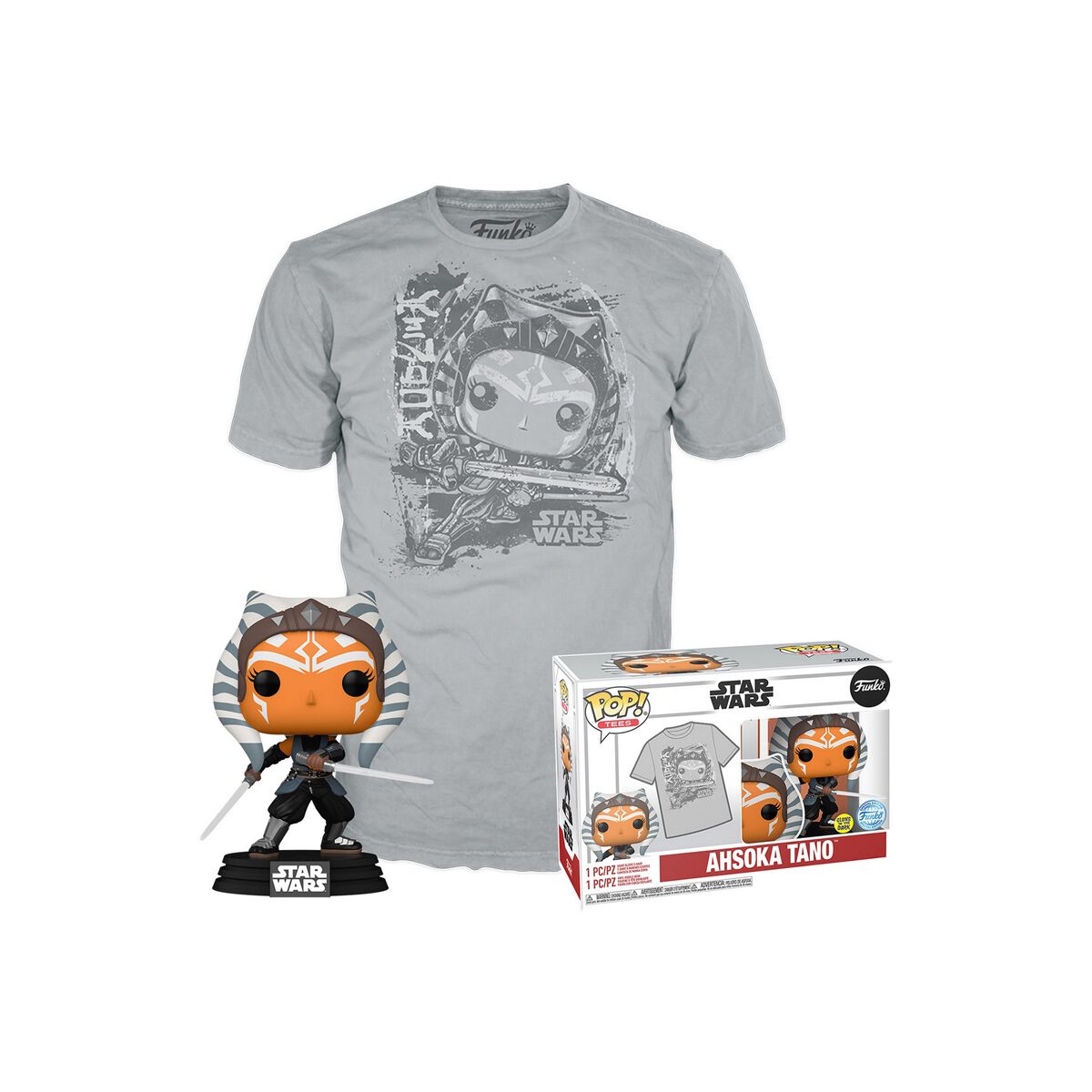 The Mandalorian - Ahsoka Tano - Pop! & T-Shirt (Brille dans le Noir) | Star Wars Funko Pop!