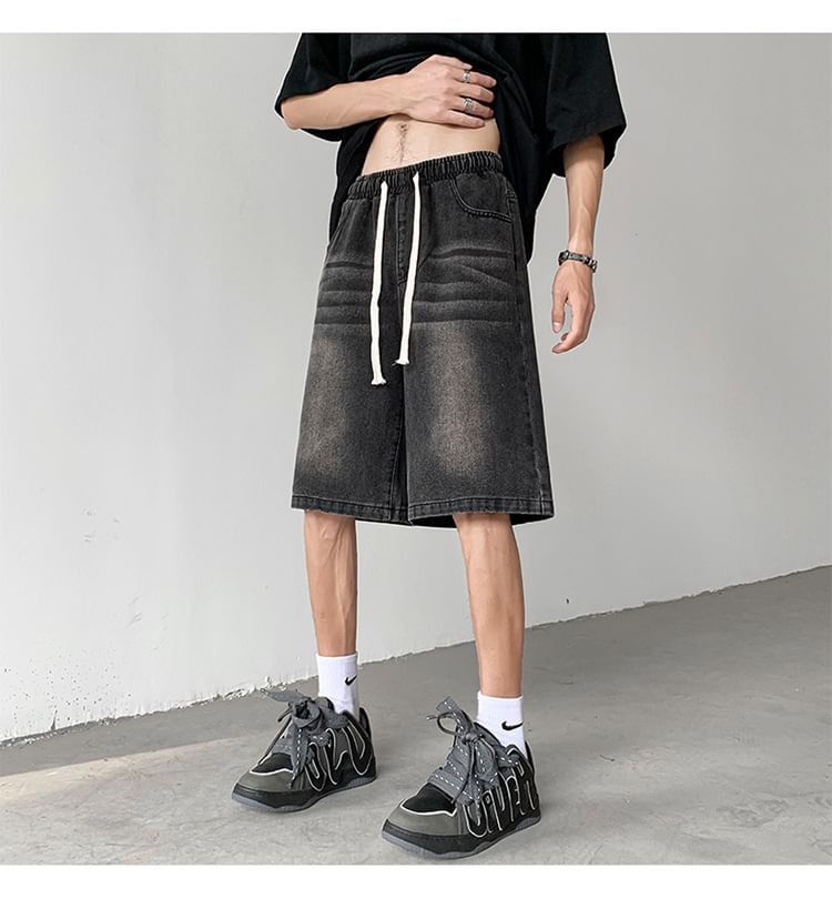 Wolfkane - Gewassen denim shorts met trekkoordtaille