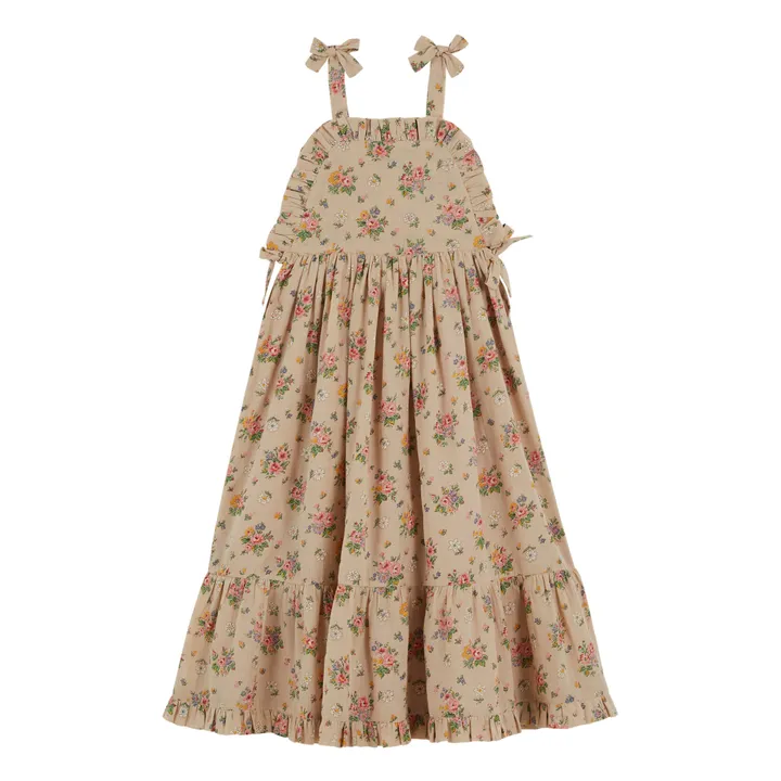 Emile et Ida Robe Bretelles Fleurie | Beige
