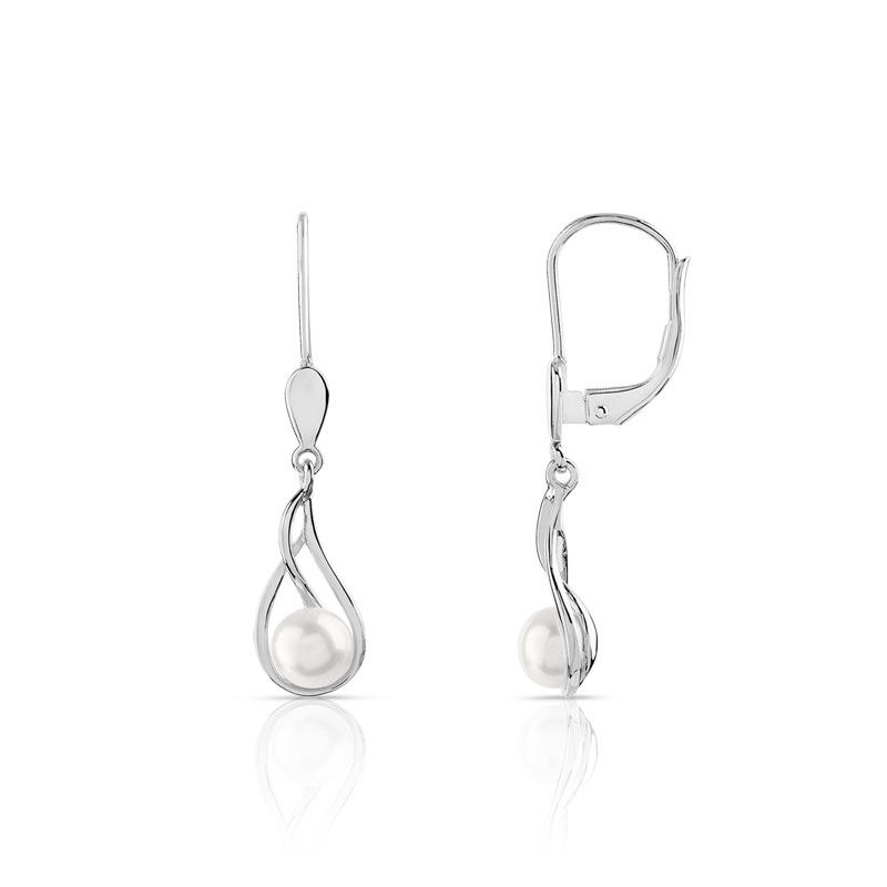 Boucles d'oreilles or 375 blanc dormeuses perles de culture de Chine