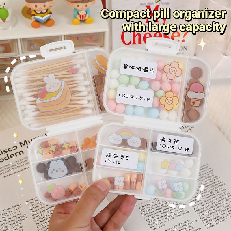 Baburu - Plastic pillendoos / sticker / set