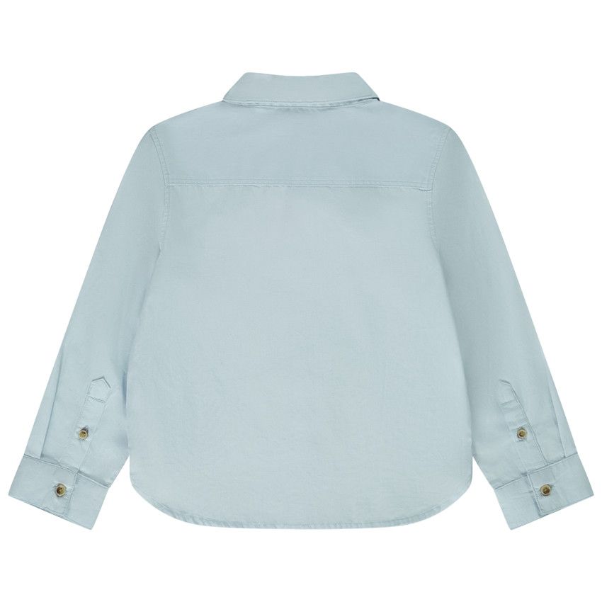 Chemise manches longues unie pour garçon - Bleu