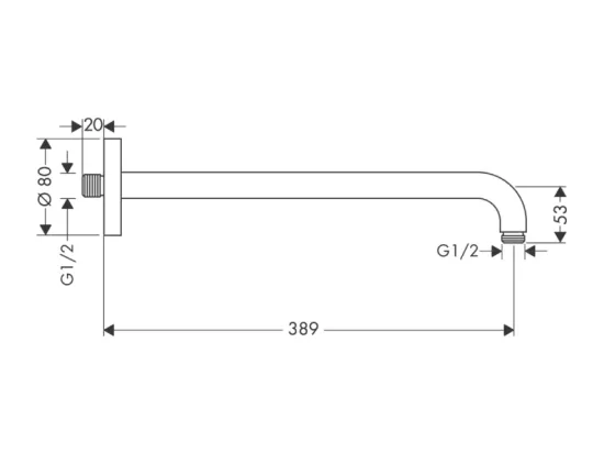 Bras de douche HANSGROHE M 38,9 cm Aspect doré poli