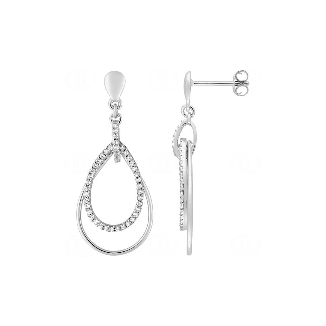 Ohrringe 925 Silber rhodiniert Tropfen mit Zirkonia