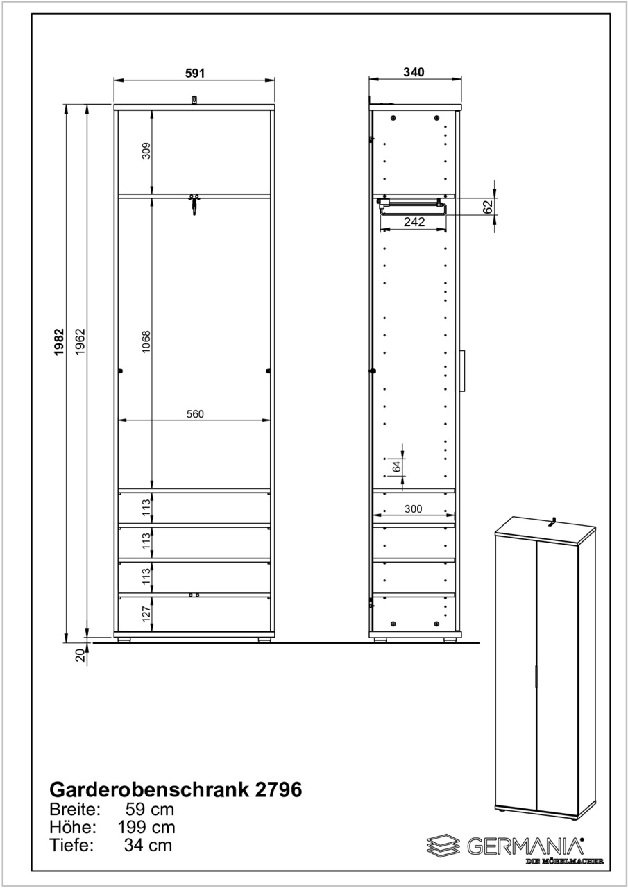 MID.YOU Garderobenschrank FREMONT