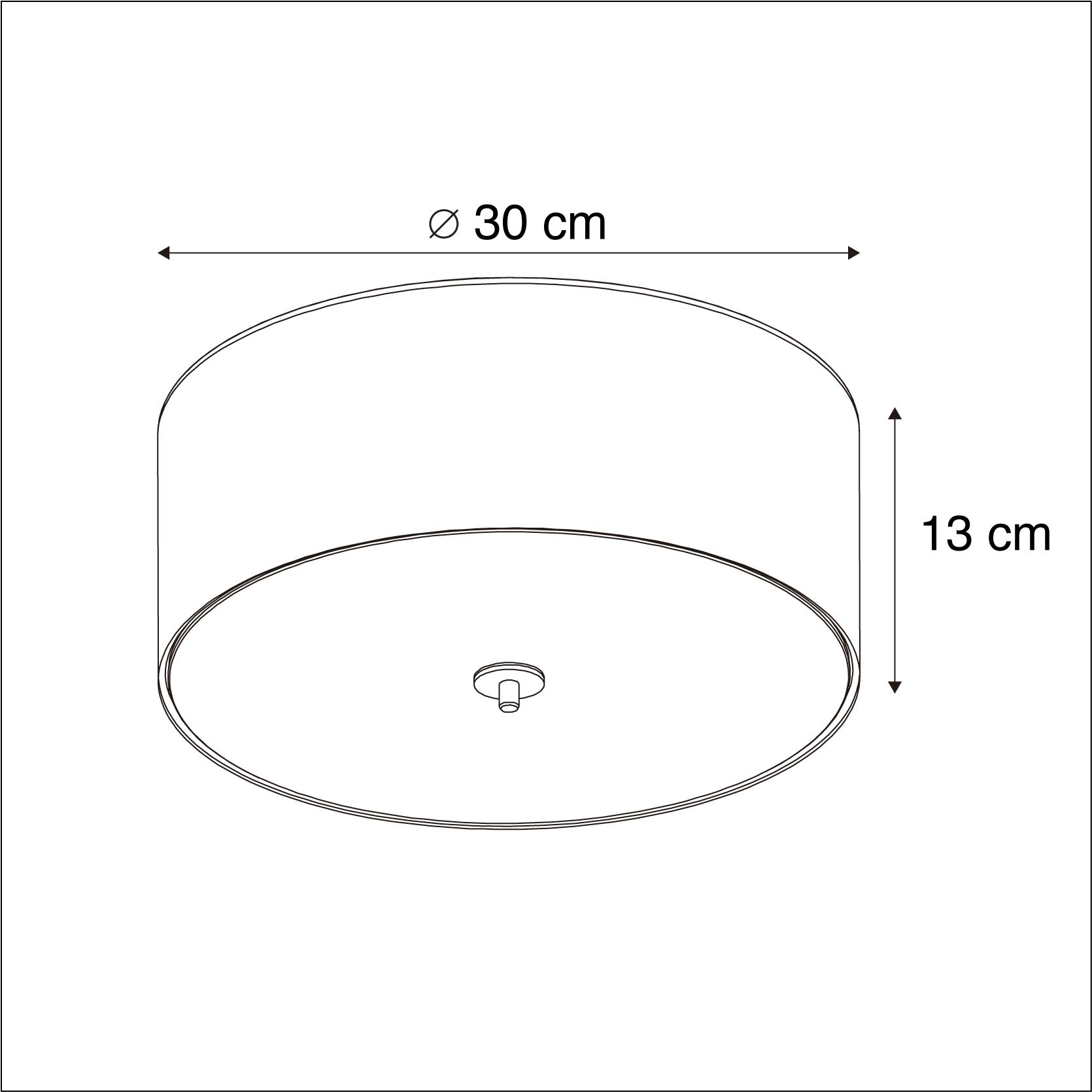 Landelijke plafondlamp beige 30 cm - Drum