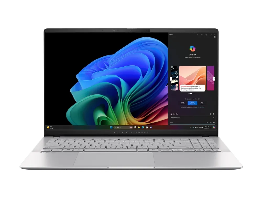 ASUS VivoBook S 15 OLED S5507QA-MA064X - 180° hængselsdesign - Snapdragon X Elite - X1E-78-100 - Win 11 Pro - Qualcomm Adreno - 32 GB RAM - 1 TB SSD NVMe - 15.6